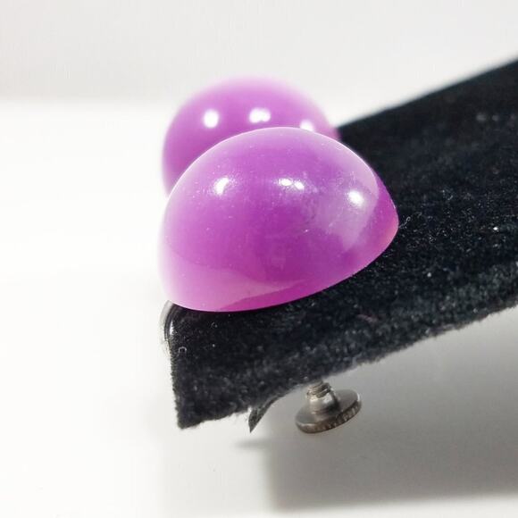 Vintage Purple MoonGlow Lucite Screwback Earrings, 5/8 Inch - Picture 5 of 10